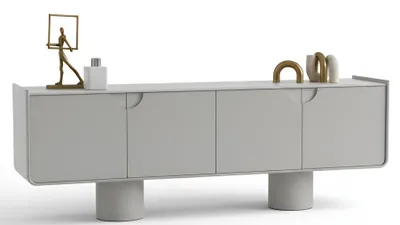 Image de Buffet élégant gris, meuble de rangement exclusif pour salon, commode en bois