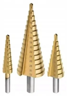 Produktbild von 3-teilige HSS-Stufenbohrer Titan Ø 4-32mm für Metall