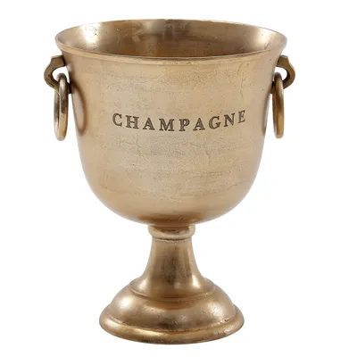 Produktbild von WOHNLING Champagnerkühler Gold 28,5x37,5x28,5 cm Aluminium Massiv Sektkühler Groß Flaschenkühler Getränkekühler Tisch Kühler für Champagner Wein