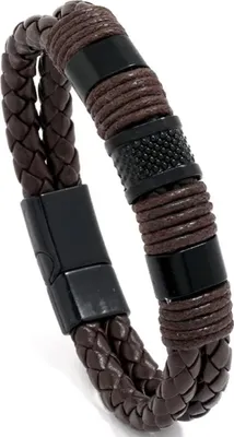 Obrázek produktu pro Stylový pánský náramek KE-34322 - Hnědá/Černá KP34322