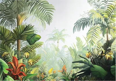 Produktbild von Fototapete 3D Effekt Wald - Tapete Dschungel Tropisch - 350x250 cm - inklusive kleister - Vlies Tapete - Vliestapete Wohnzimmer Schlafzimmer Küche Modern Wandtapete