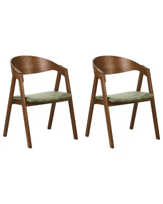 Produktbild von BELIANI Esszimmerstuhl 2er Set Dunkelgrün Samtbezug Dunkle Holzbeine Hohe Rückenlehne Retro Klassisches Design für Wohnzimmer Esstisch Gastronomie