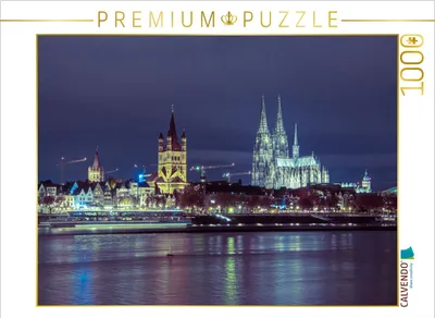 Produktbild von CALVENDO Puzzle Köln bei Nacht | 1000 Teile Lege-Größe 64x48cm Foto-Puzzle für glückliche Stunden