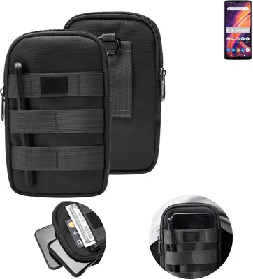 Produktbild von K-S-Trade Holster Gürtel Tasche kompatibel mit Lenovo A7 Handy Tasche Schutz Hülle dunkel-grau viele Fächer, 1x