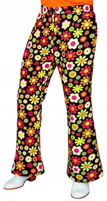 Image de Pantalon large à motifs floraux colorés, style années 70, marque Widmann, taille S/M