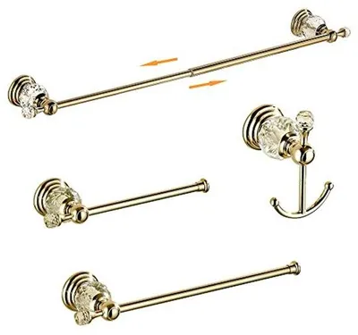 Produktbild von Badkamer Hardware Set mit Handtuchhalter, Toilettenpapierhalter, Haken und goldenen Accessoires