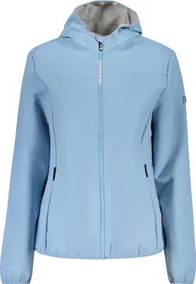 Produktbild von Stylische Damen Softshell-Jacke in Blau mit Kapuze & Taschen