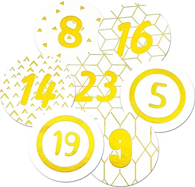 Produktbild von 48 Adventskalenderzahlen AUFKLEBER für 2 Kalender weiß,gold, Durchmesser 4 cm (Angebot) / Sticker, Weihnachten, Adventskalender, DIY Kalender