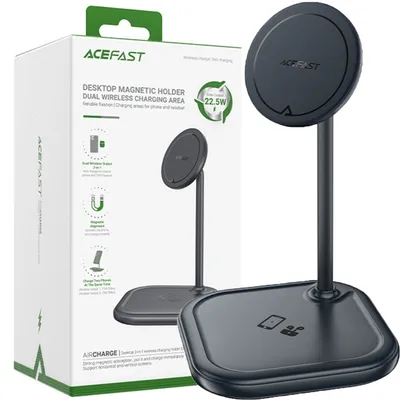 Produktbild von Acefast Qi kabelloses Ladegerät für iPhone und Apple AirPods, Magsafe, 15W - Grau