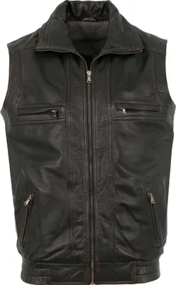 Produktbild von Maddox - Herren Lederweste Lammnappa schwarz-beige : 54