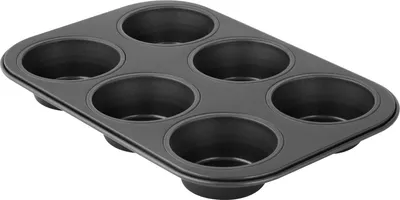 Produktbild von Zenker Muffinform 6er Backblech PURE, für saftige Muffins & Cupcakes, Muffinblech (Farbe: schwarz)