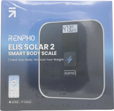 Produktbild von Renpho Elis Solar 2, Elektronische Personenwaage, 180 kg, Schwarz, Quadratisch, Berührung, LED