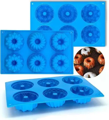 Produktbild von Famanu Mini-Gugelhupfform - Silikon Backform für Mini-Kuchen - Antihaftbeschichtung - Blau