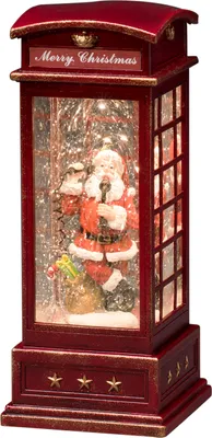 Produktbild von LED "Telefonzelle mit Weihnachtsmann", wassergefüllt, 5h Timer, 1 warm weiße Diode, batteriebetrieben, Innen, 3 x C 1.5V (exkl.)