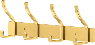Imagen del producto de Perchero de pared de acero inoxidable dorado, con 4 ganchos, para baño, cocina o dormitorio