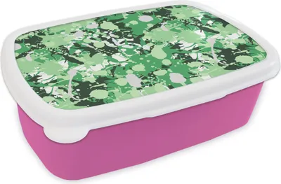 Produktbild von KitchenYeah® Lunchbox Brotzeit Brotdose 17x11 cm Muster - Grün - Camouflage Kinder Brotzeitdose - Lunchpaket - Brotkasten  - Sandwich Box