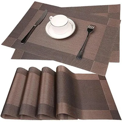 Productafbeelding van PVC placemats, set van 6, 30x45 cm, bruin, antislip, hittebestendig, afwasbaar
