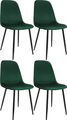 Produktbild von CLP 4er Set Esszimmerstuhl Maryam gepolstert mit Rückenlehne grün Material Samt