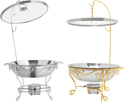 Produktbild von Runde Chafing Dish Speisenwärmer - Buffet- und Suppenwärmer - 6 l Edelstahl Warmhaltebehälter für Gastronomie und Catering - Gold