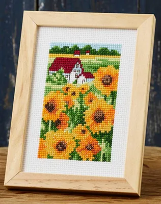 Obrázek produktu pro Vyšívací sada Permin „Slunečnice“ (křížkový steh), vzor k vyšívání, 10 x 15 cm