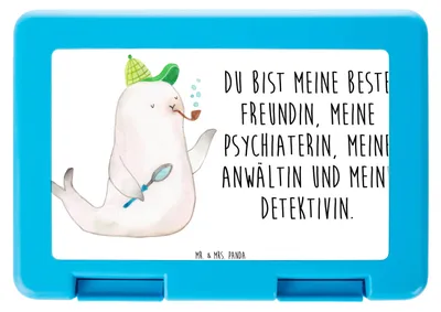 Produktbild von Mr. & Mrs. Panda Bentobox Robbe Sherlock - Weiß - Geschenk, Lustige Sprüche, Bento Box, Brotzeitbox, Snackbox, Vorratsbehälter, Lunchbox