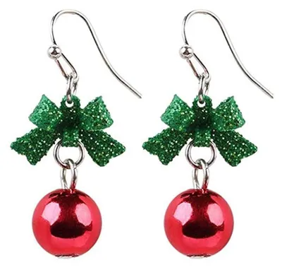 Produktbild von Ohrringe Weihnachten, Weihnachtsohrringe Damen Schleife Glocke Christmas Earring