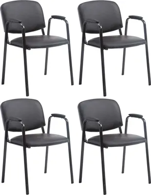 Produktbild von CLP 4er Set Stapelstühle Ken Pro Kunstleder gepolstert mit Armlehnen bis 150 kg schwarz