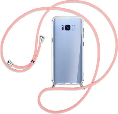 Produktbild von Handykette Backcover-Schutzhülle mit Band (Metall silberfarben) für Samsung Galaxy S8 - rosa