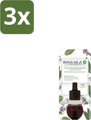 Zdjęcie produktu dla Air Wick – wkład uzupełniający – Botanica Śródziemnomorska szałwia i eukaliptus – 19 ml – opakowanie ekonomiczne – 3 sztuki