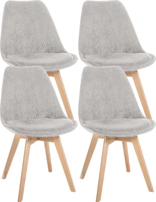 Produktbild von CLP 4er Set Esszimmerstuhl Linares Mit Buchenholzgestell beige Material Cord