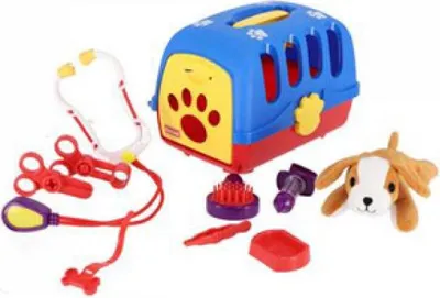 Produktbild von Kinder Arztkoffer Tierarzt Hund Hunde Pflege Set Transportbox 10tlg. Neu