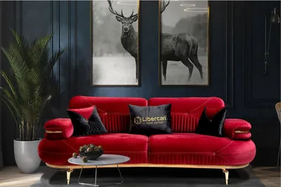 Image de Designer Rouge 3-places Coussin Canapé Salon Meubles Pieds en acier inoxydable