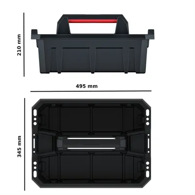 Produktbild von Werkzeugträger Werkzeugkasten Kunststoff schwarz offen Geräteträger leer Garten 495x345x210mm schwarz