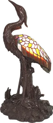 Image de Clayre & Eef Tiffany lampe de table oiseau 58 cm brun jaune verre