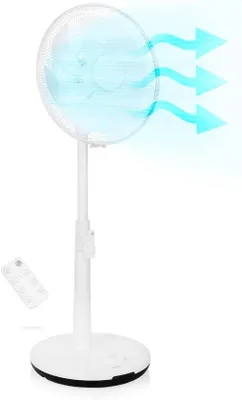 Immagine prodotto di Ventilatore da pavimento con testa girevole e regolabile, ideale per soggiorno e camera da letto - Ventilatore silenzioso con telecomando, perfetto per le giornate calde
