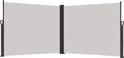 Produktbild von Markiza boczna Certyfikowane markizy przeciwwiatrowe z poliestrowym i aluminiowym metalowym stojakiem na balkon, taras, ogród - 200x600cm, szary CEEDIR