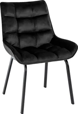 Produktbild von CLP Esszimmerstuhl Saranda mit Rückenlehne und schwarzem Metallgestell schwarz Material Samt