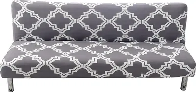 Produktbild von Futon Schonbezug Armlose Sofabezug Stretch Schlafsofa Schonbezug Protector Elastic (1, Minimalistisch Diamant Grau)