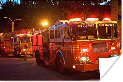 Produktbild von MuchoWow® Poster Feuerwehrfahrzeuge von New York City 120x80 cm - Bilder
