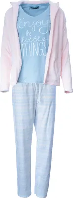 Produktbild von AnnAmax Damen Hausanzug 3-teilig Wellness Anzug Pyjama Schlafanzug Rosa L