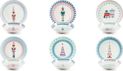 Produktbild von Excelsa Geschirrset 12-teiliges Xmas Sweet Pastels Porzellan Bunt