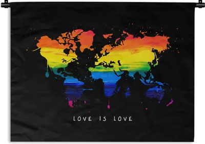Produktbild von MuchoWow® Wandteppich Wandbehang Weltkarte - Regenbogen - Liebe 150x112 cm Tapisserie Dekoration Wandtuch - Wanddecke - Wandteppiche