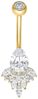 Produktbild von Wildcat Bauchnabelpiercing - Oriental Bananabell  aus Titan Grad 23, Körperstelle: Bauchnabel, Länge: 10,0mm, Gold-Kristallklar