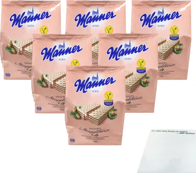 Produktbild von Manner Original Neapolitaner Haselnuss Schnitten 6er Pack (6x400g Beutel) + usy Block