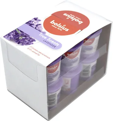 Image de TRUE SCENTS, Bougie votive parfumée, Lavande française, BOLSIUS, 53/45 mm, durée de combustion env. 15h, 12 pièces par emballage