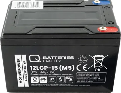 Produktbild von Q-Batteries 12LCP-15 / 12V - 15Ah Blei Akku Zyklentyp AGM - Deep Cycle VRLA Schraubanschluss M5