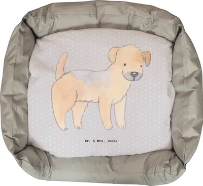Produktbild von Mr. & Mrs. Panda Schlafplatz Border Terrier Lebensretter - Grau Pastell - Geschenk, Vatertag, Muttertag, Weihnachten, Ostern, wichtelgeschenk, Valentinstag