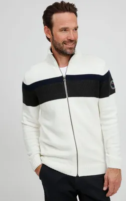 Produktbild von FQ1924 FQEdvard Herren Strickjacke Cardigan Grobstrick mit Stehkragen