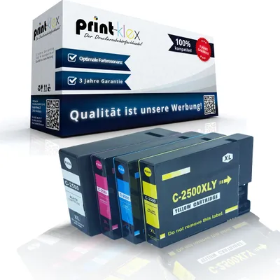 Produktbild von 4x kompatible Tintenpatronen für Canon Maxify iB4000 Series iB4050 MB5000 Series PGI2500XLBK PGI2500XLC PGI2500XLM PGI2500XLY Black Cyan Magenta Yellow - Eco Plus Serie