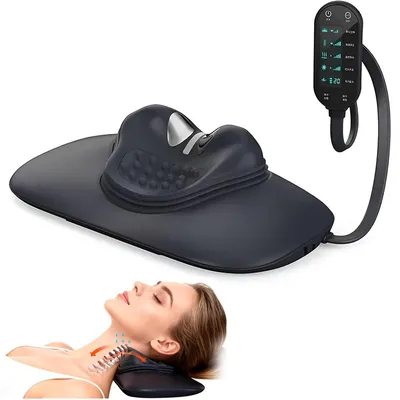 Produktbild von Nackenmassagegeräte, Elektrisches Nackenstreckgerät mit Traktion, 3 Modi, 5 Temperaturstufen, mit Wärmekompresse, elektrisches Nackenmassagegerät
